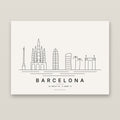 Barcelona skyline line art print – minimalist black and white poster