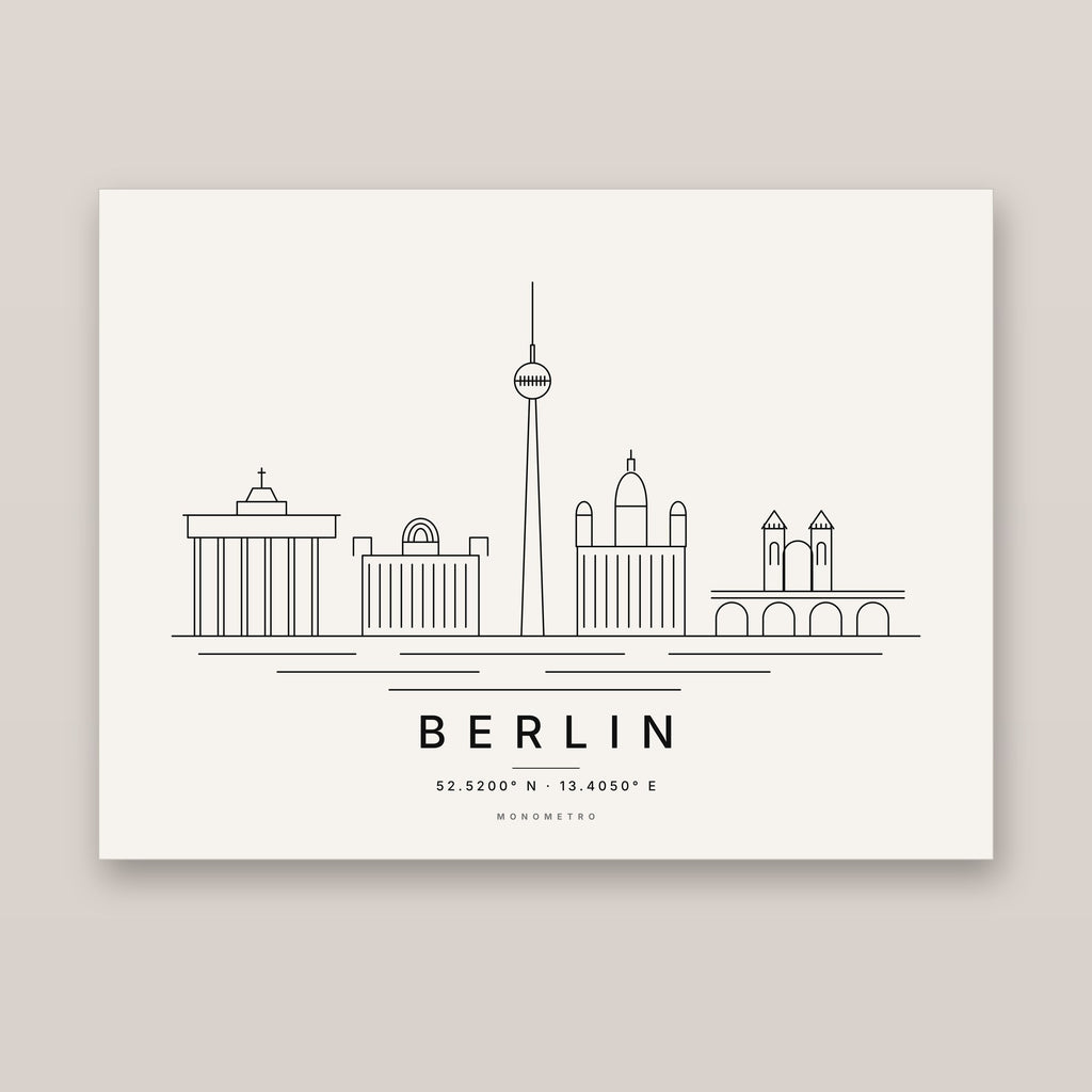 Berlin skyline line art print – minimalist black and white poster