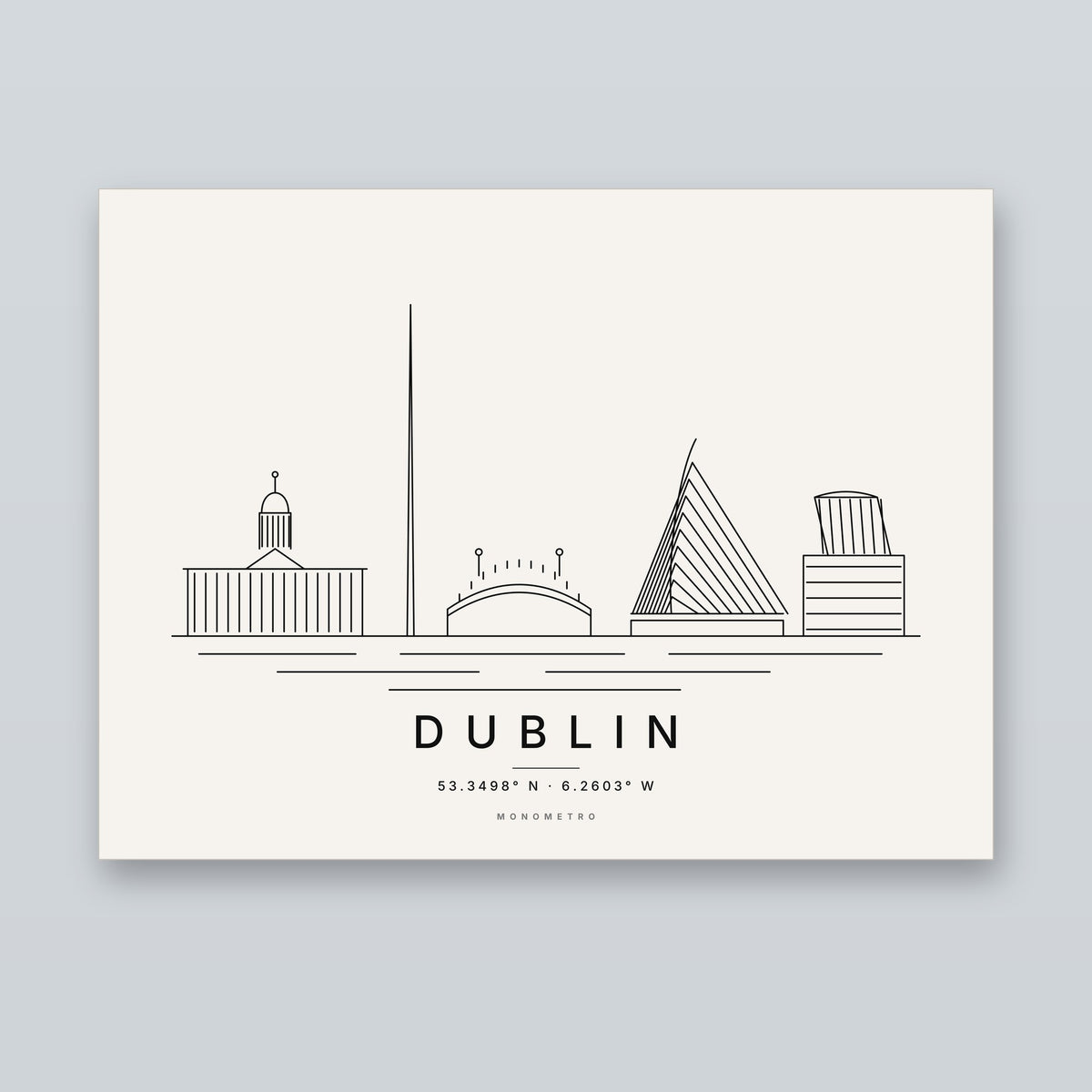 Dublin skyline line art print – minimalist black and white poster