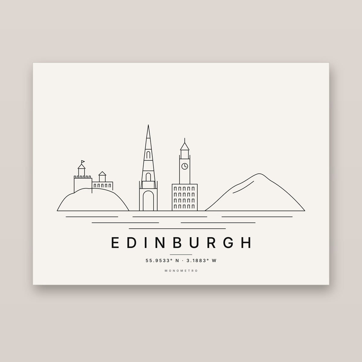 Edinburgh skyline line art print – minimalist black and white poster