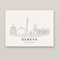 Geneva skyline line art print – minimalist black and white poster
