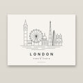 London skyline line art print – minimalist black and white poster