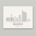 Madrid skyline line art print – minimalist black and white poster