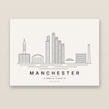 Manchester skyline line art print – minimalist black and white poster