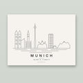 Munich skyline line art print – minimalist black and white poster