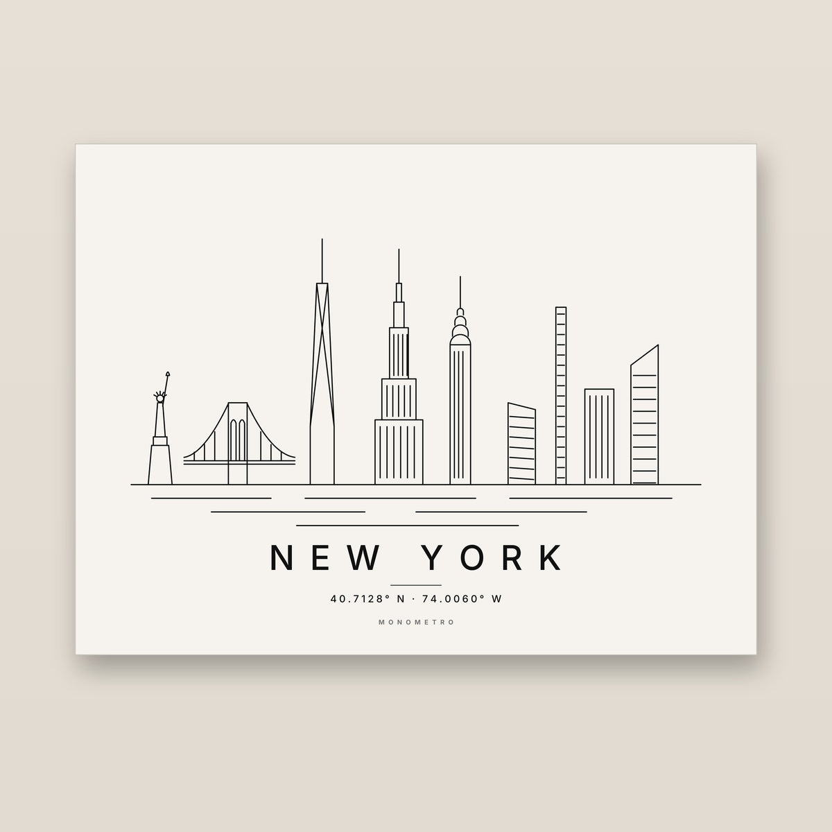 New York skyline line art print – minimalist black and white poster