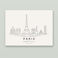 Paris skyline line art print – minimalist black and white poster