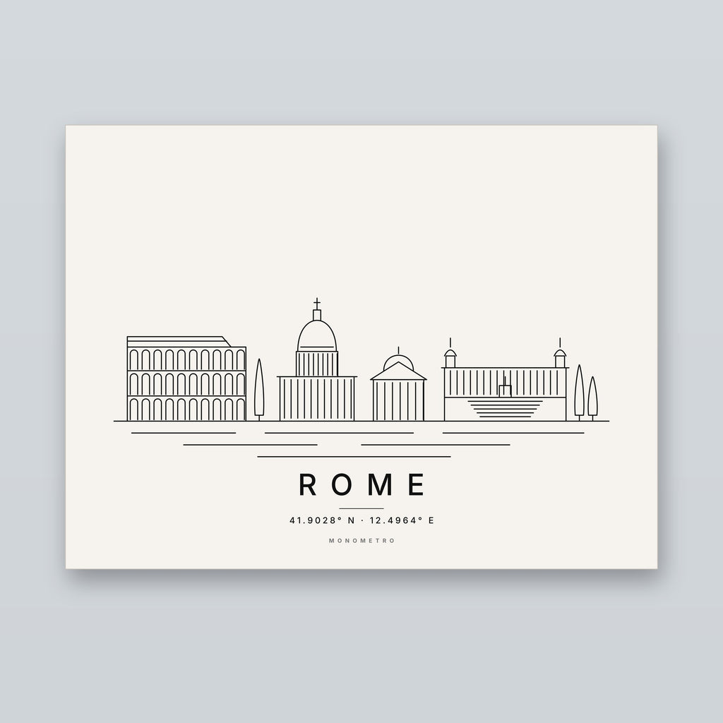 Rome skyline line art print – minimalist black and white poster