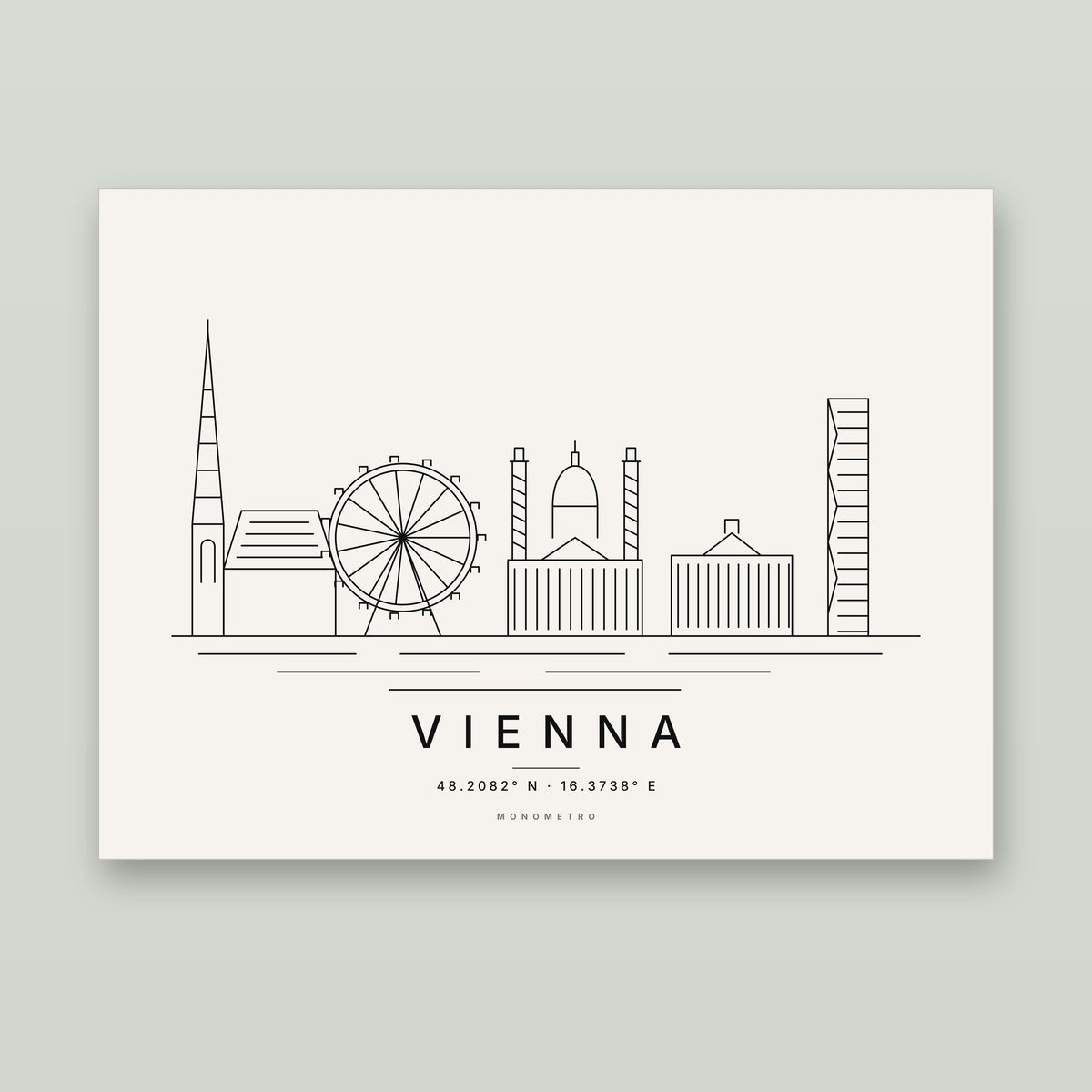 Vienna skyline line art print – minimalist black and white poster