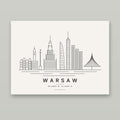 Warsaw skyline line art print – minimalist black and white poster