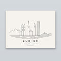 Zurich skyline line art print – minimalist black and white poster